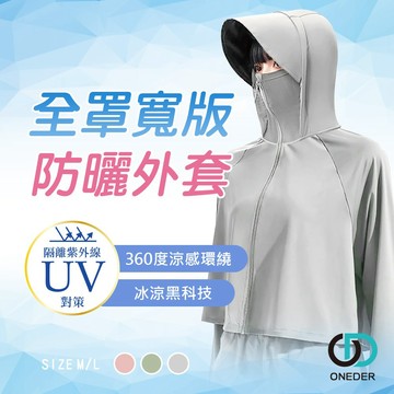 全罩寬版防曬外套 冰感防曬外套 夏季防曬罩衫 透氣連帽外套 薄款防曬衣 【ONEDER 旺達棉品】GK-U3301