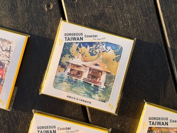 絢麗台灣藝術家款陶瓷杯墊-台中湖心亭