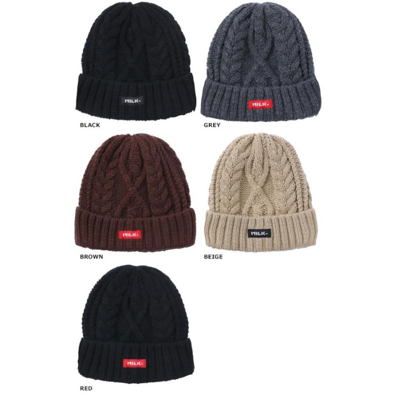 ミルクフェド ビーニー LOGO CABLE KNIT CAP レディース