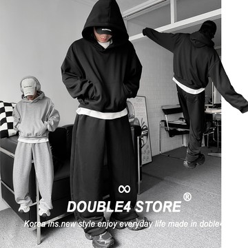 【DOUBLE4】短寬帽t 套裝 顯高 挺版 彎刀棉褲 美式 休閒 男女 2533-1