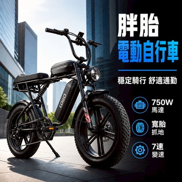 🔥臺灣保固🔥電動腳踏車 電動胖胎越野自行車 電動自行車 750W無刷電機 電動助力自行車 胖胎野狼車 宅配到府