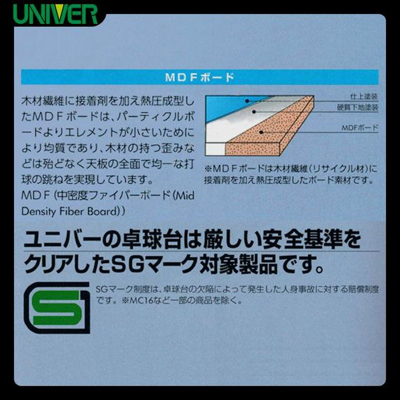 ユニバー 卓球 コート用品 [送料別途]SY-18 卓球台／内折セパレート