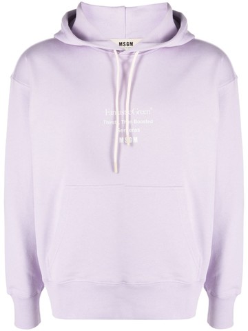 MSGM - graphic-print organic-cotton hoodie - unisex - Organic Cotton - XL - Purple