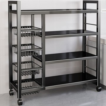 置物架菜籃子落地多層微波爐收納架子可移動多功能蔬菜儲物架384M