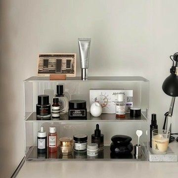 亞克力不銹鋼收納架桌面多層置物架簡約包豪斯香水香薰杯子展示架【遠宏-文教用品】【益三和】