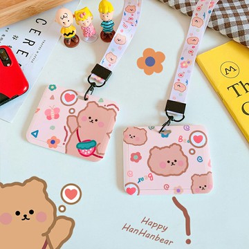 ins風卡套鑰匙扣鏈一體可愛掛繩學生校園門公交交通飯卡包保護套