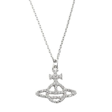[平輸版] Vivienne Westwood 經典的LOGO水鑽項鍊(銀)真品平輸