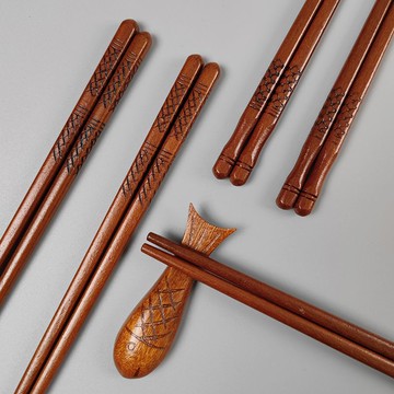 創意陶瓷筷子架木制防滑筷子兩雙裝家用高檔中式高端精致實木禮盒 h802