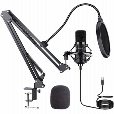 USB Streaming Podcast PC Microphone Computer Cardioid Condenser Microphones Kit with Boom Arm for Vocal Instrument Recording Gaming YouTube Karaoke