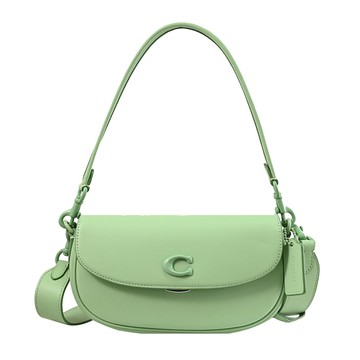 COACH CR666 EMMY 23 經典C LOGO皮革翻蓋兩用馬鞍包.薄荷綠