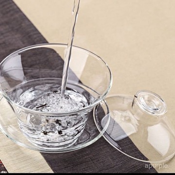 加厚玻璃蓋碗泡茶杯功夫茶具耐熱透明三纔茶碗三件套玻璃碗帶蓋杯 XOML