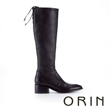 ORIN 彈力羊皮後蝴蝶結細筒長靴 黑色 #25841