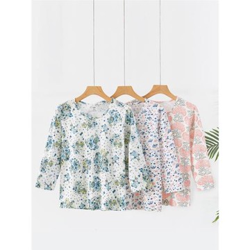 AB中老年九分袖100%純棉空調汗衫春夏套頭大碼睡衣上衣媽媽家居服