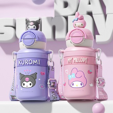 三麗鷗可愛不鏽鋼兒童保溫杯女生高顏值斜挎大容量學生水杯批發