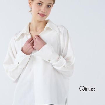 Qiruo 奇若秋冬專櫃長袖造型白襯衫6239A 休閒襯衫