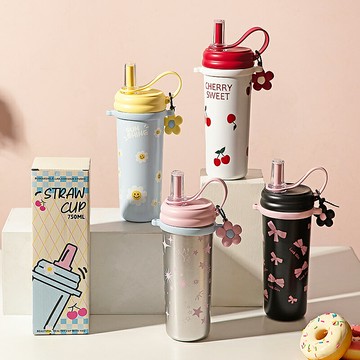 摩登主婦同款保溫杯女生高顏值保冷吸管杯子2025新款水杯咖啡杯