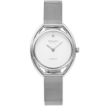 OBAKU 渦旋曲線時尚腕錶-極光銀(V286LXCIMC)-28mm