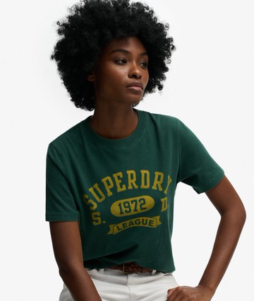 Superdry Women's Vintage Prep T-shirt Green Size: 10