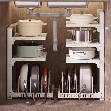 日本精工櫥柜鍋具收納架鍋架廚房置物架多功能下水槽收納置物架