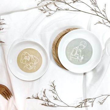 【客製化禮物】線條人像畫 盤子/馬克杯 禮盒