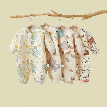 ✨冬天不怕冷✨ 寶寶秋冬保暖三層加棉外套 幼童長袖純棉包屁衣 嬰兒長袖加厚哈衣 新生兒連身衣冬裝