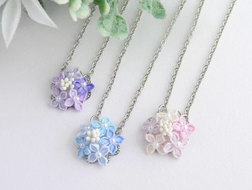 繡球花項鍊 ( Tsumami Zaiku*訂製商品 )