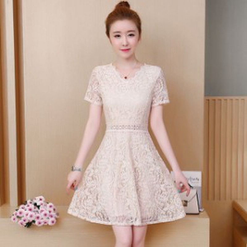 総レース ワンピース レースワンピース パーティードレス 結婚式 40代 膝丈ワンピース Vネック 半袖 ショート丈 大人可愛い エレガント 通販 Lineポイント最大1 0 Get Lineショッピング