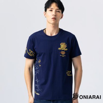 鬼洗 BLUE WAY – 和藝術燈瓦元素短TEE(丈青)