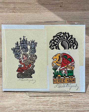 奧地利藝術家 Max Kislinger - Ex-libris三件組 - 藏書票 - 版畫