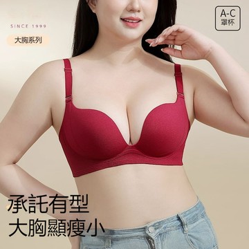 大胸顯小 大碼內衣 裸感無痕 夏季薄款 聚攏上托 深V內衣 女生文胸 大尺碼內衣 一片式無痕內衣 塑形美背 薄款文胸