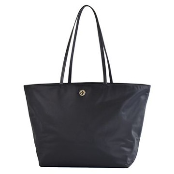 TORY BURCH 金屬標高密度尼龍拉鍊托特包-黑色/大