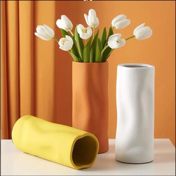 北歐輕奢莫蘭迪簡約花瓶玻璃居家客廳餐桌電視櫃玫瑰百合插花【步行者戶外生活館】P