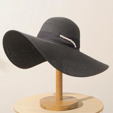 黑赫本風色草帽女沙灘大帽檐優雅復古海邊度假草編遮陽太陽帽子夏