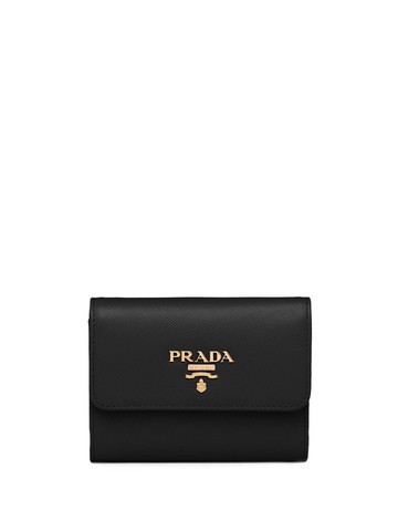 Prada - logo plaque wallet - women - Leather - One Size - Black