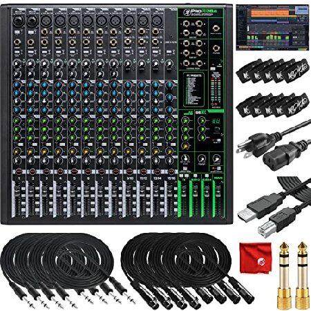 Mackie ProFX16v3 16-Channel Unpowered Mixer USB Bundle with Waveform OEM DAW, 4x Mophead 10-Foot TRS Cable, 4x 10-Foot XLR Cable, 2x 4" to 3.5mm Ada