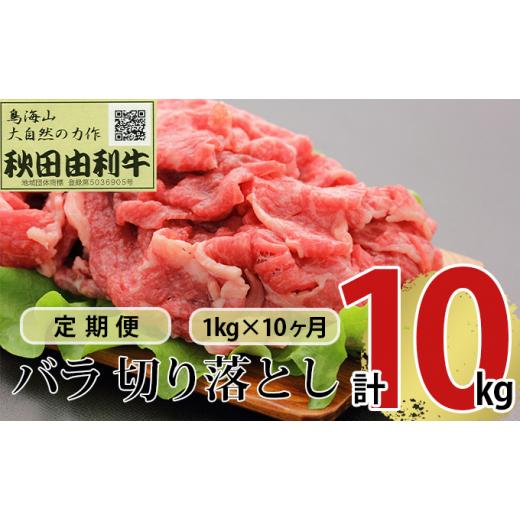 ふるさと納税 秋田県 にかほ市 《定期便》10ヶ月連続 秋田由利牛 バラ切り落とし 1kg（1kg×1パック）