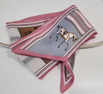 VARVISU 馬匹圖案絲質長領巾  144 x 9 cm  粉色