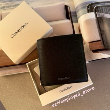 ［S.E美國代購］Calvin Klein CK 三折零錢袋皮夾禮盒 經典十字壓紋 男短夾 名片夾 零錢袋 送禮