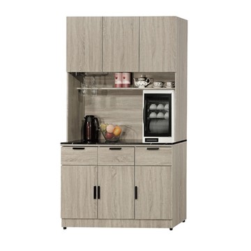 文創集 卡波亞4尺雲紋石面高餐櫃組合-121x42x203cm免組