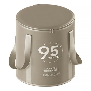 YUNMI 五層加厚保溫加蓋泡腳桶/旅行便攜泡腳袋/可折疊足浴桶/保溫水桶/足浴盆 附收納袋  油墨灰  1個