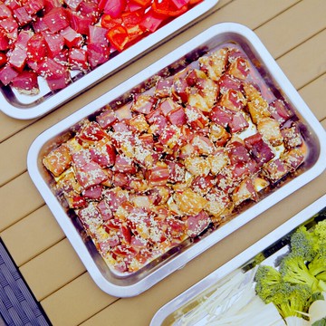 原始人燒烤工具配件食物碟不銹鋼食物盤長方形家用盛菜燒烤烤盤