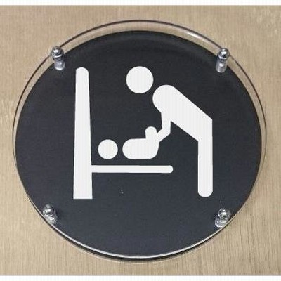 トイレプレート 二層式 丸型黒色 15cm トイレマーク お手洗い化粧室看板サイン