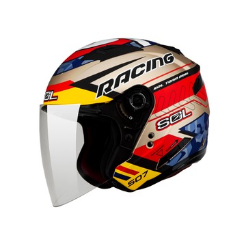 SOL SO-7 極速先鋒_消光金/黃紅藍 開放式安全帽｜雙 D 扣／排齒釦可選