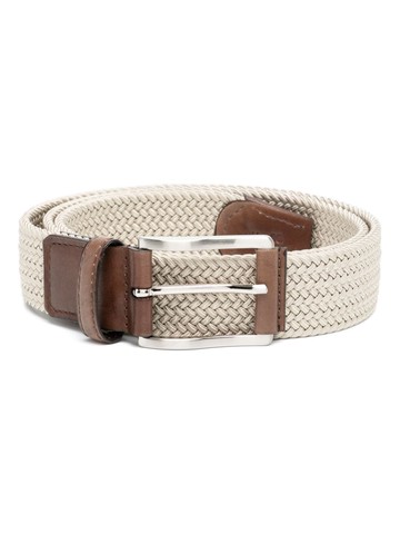 Barrett - interwoven leather trim belt - men - Cotton - 85 - Brown