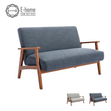 【E-home】Seno賽諾布面厚感實木腳雙人休閒沙發-兩色可選