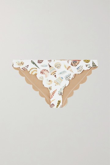 Marysia - Broadway Reversible Scalloped Printed Seersucker Bikini Briefs - Brown - xx large