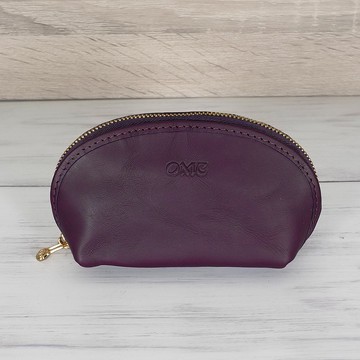 【微NG】義大利植鞣革貝殼造型零錢包-外觀較不平整-紫色