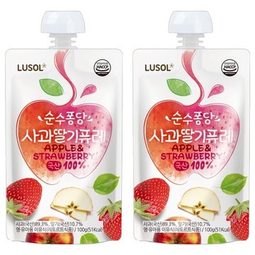 LUSOL 果泥 草莓蘋果 韓國產 無添加  100g  2包