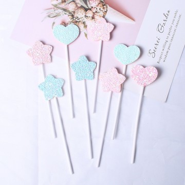 布藝 5入 小清新插牌 蛋糕裝飾 生日 蛋糕 蛋糕插牌 慶生 佈置 烘培裝飾