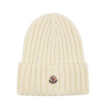 MONCLER Beanie Virgin Wool 羊毛 帽子 毛帽 象牙白色 K20933B00036A9327030
